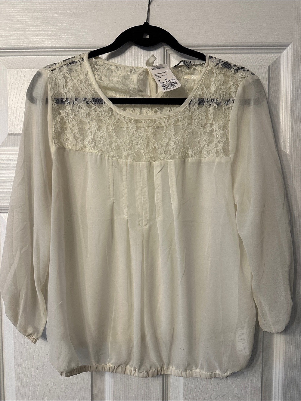Forever 21 Ivory Lace Yoke Blouse